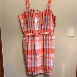 Old navy Linen Orange/Blue Dress with Pockets